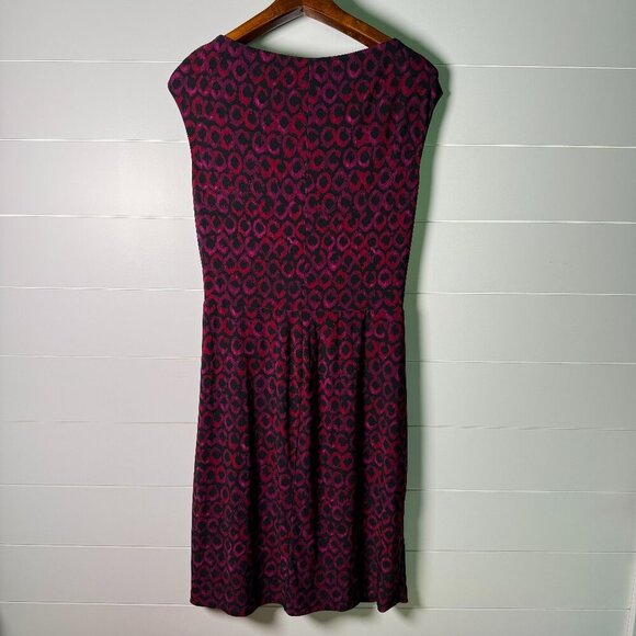 Lauren Ralph Lauren Sz 14 Red Pink Black Wrap Dress - Picture 3 of 8